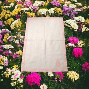 Vintage Chatham Satin Trim Baby Blanket Pink Crib Bear Applique‎ 70s Acrylic MCM